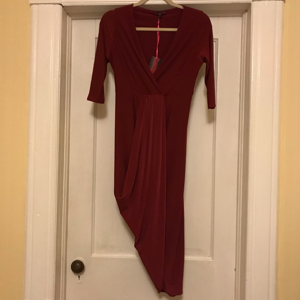 NWT Missi London UK 1981 Wine Dress, 80s inspired